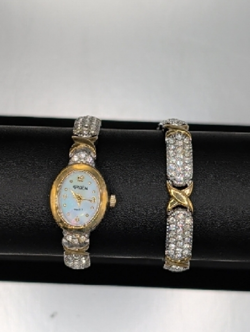 Gruen Gold & Silver Crystal Bracelet Watch Set - Gold and Silver - Picture 6 of 12